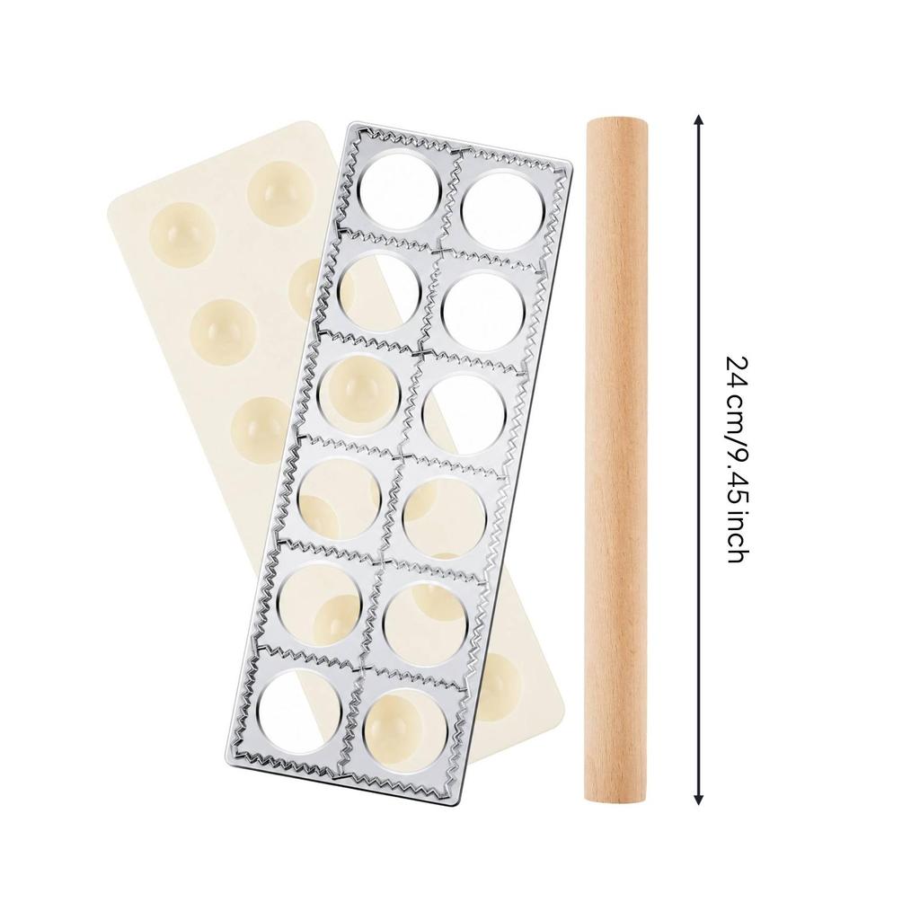 5 Pieces Wood and Stainless Steel Pasta Tool Set Wooden-Handled Board with