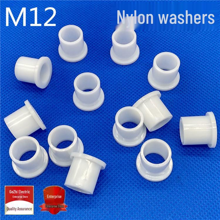 M12 Nylon T-Shaped Insulation Washer with Spacer Sleeve белый