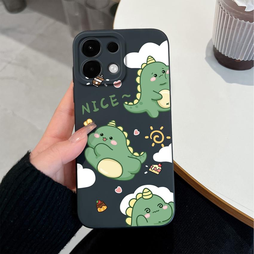 For Oppo Realme 7 10 8 9 5 6 Pro Plus K13 A5 A5X Phone Covers Cute Dinosaur Patterns Liquid Silicone Anti Drop Premium Protection Cases For Oppo Shell