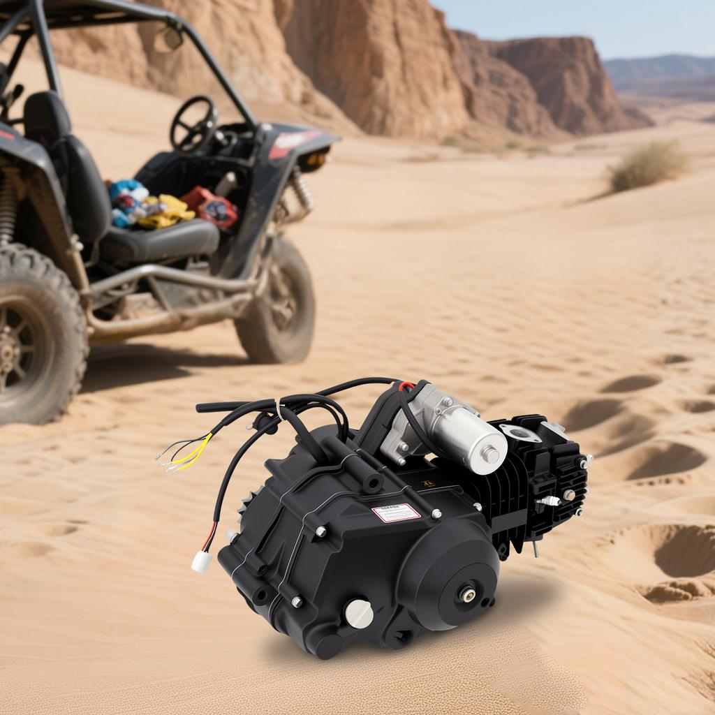 125CC 4-Stroke Engine Motor Complete Kit, 4 Speed Semi-Auto Transmission Motorcycle Engine ATV Motor with CDI Ignition