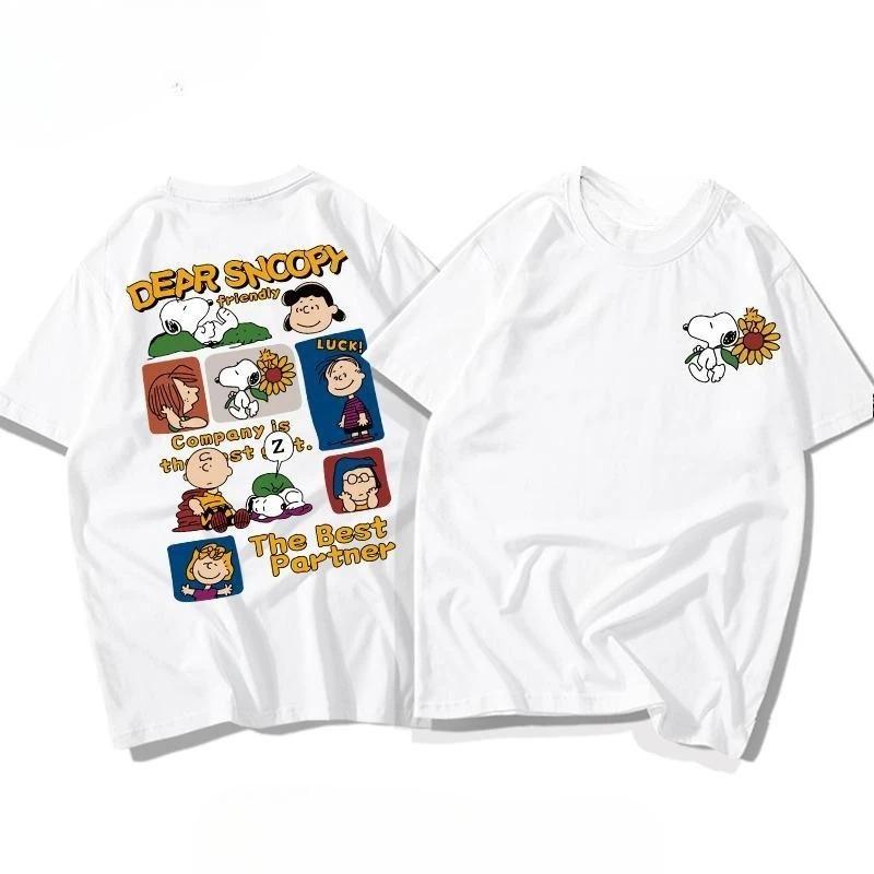 Oversized Short-Sleeve T-Shirt Featuring a Peanuts Gang Character Collage Print on the Back, Including Snoopy,