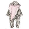 Leoparden-Mädchen-Baby-Outdoor-Overall mit Kapuze, Rosa