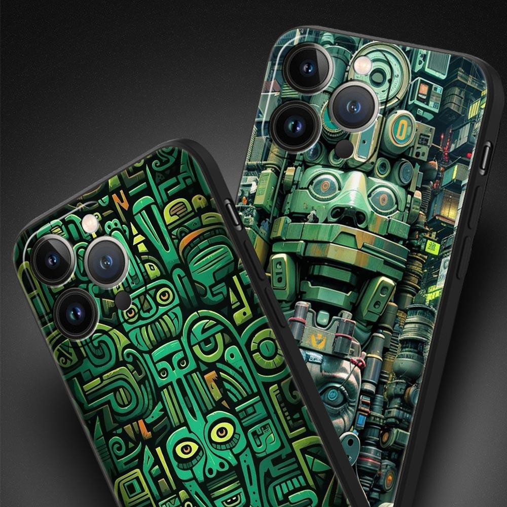 Vintage Totem Painting Phone Case Cover for iPhone 17 16 15 14 13 12 11 Pro Max 17 Air Plus Shockproof Soft TPU Shell Fundas Bag