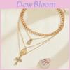Geometric Cross Necklace For Women With Alloy Pendant And Multilayer Design For Fashion Statement