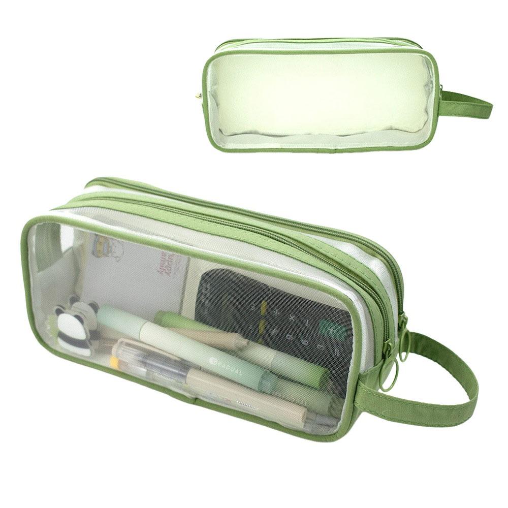 

Large Capacity Pen Bags Mesh Stationery Bag NEW Pencil Case School зелений