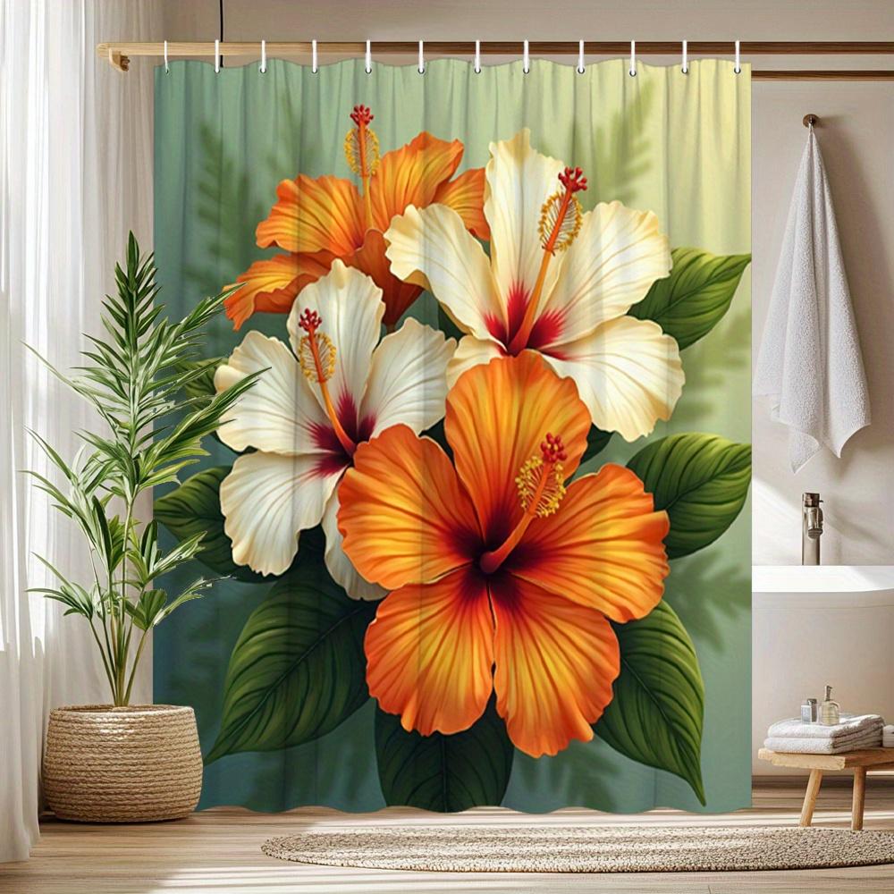 Quick Dry Easy Clean Shower Curtain With Hooks Waterproof Anti-mold Cute  Style Multi-scene Use For Bathtub Privacy Protection