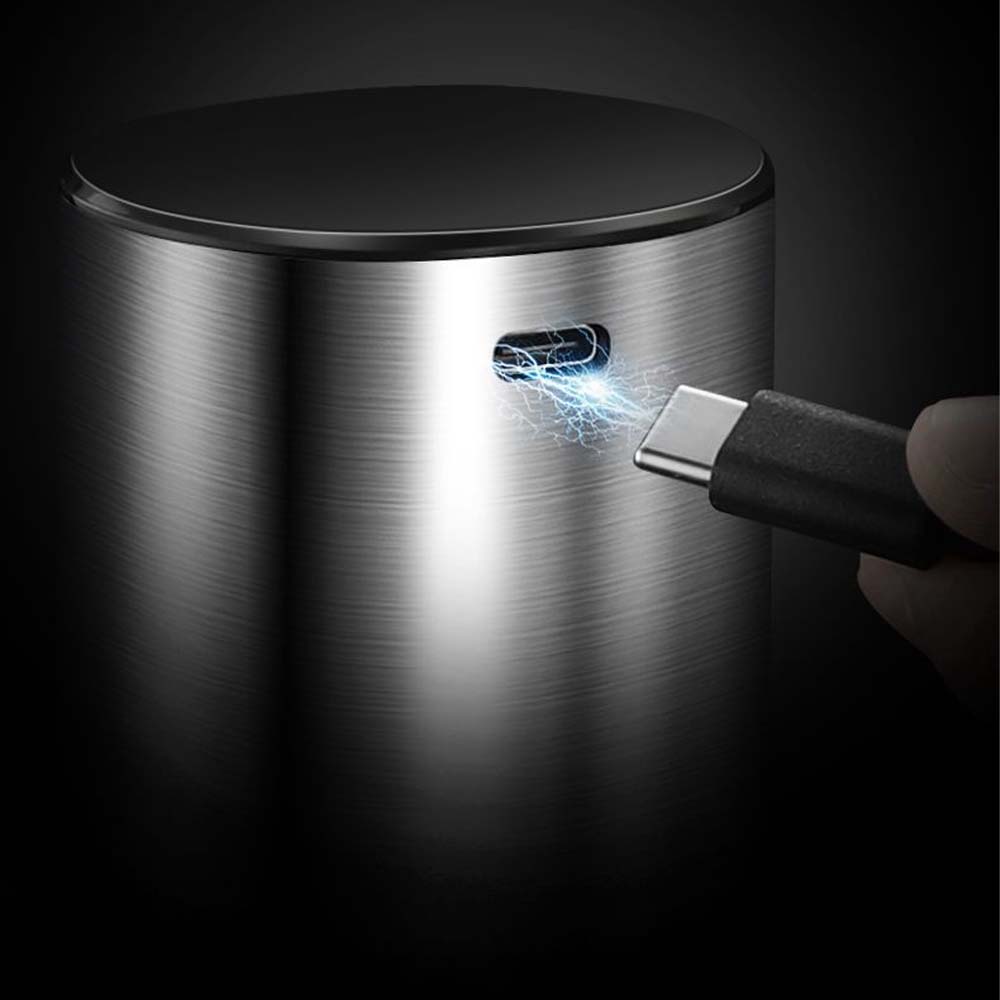 USB Rechargeable Electric Salt and Pepper Grinder Set - White Light, One Hand Operation, Adjustable Coarseness, Refillable