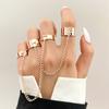 Punk Metall Kette Ring Set Unisex Hip Hop Einfache Öffnung Einstellbar Breite Ring Street Fashion Schmuck