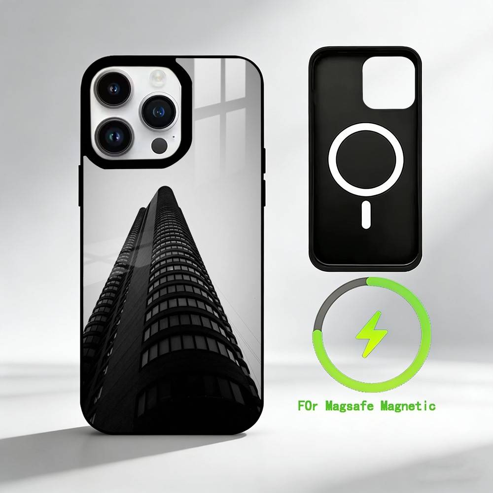 

A-Архитектурная эстетика Чехол для телефона Для iPhone 17 16 15 14 13 12 Pro Max Plus для Зеркального Беспроводного Магнитного Чехла iPhone14