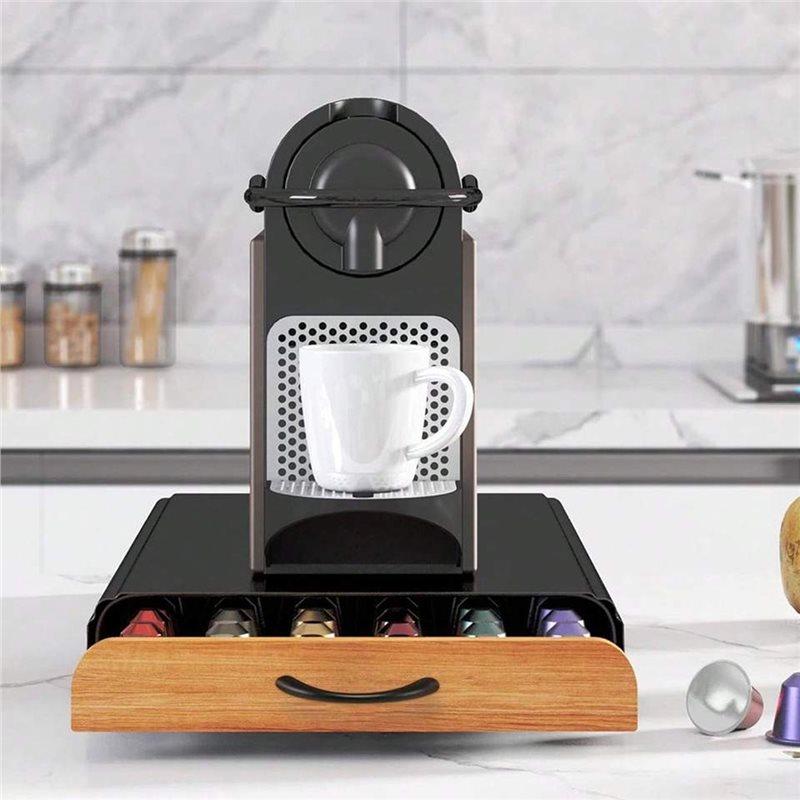 Coffee Shelves 40 Pods Storage Rack Large Capacity Coffee Capsule Drawer Organizer Dustproof Coffee Pod Storage Box
