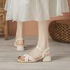 Women's Low Heels Square Open Toe Ankle Strap Shoes Block Chunky Heeled Strappy Sandals Comfortable Summer Wedding Party Dress Pumps Shoes for Women