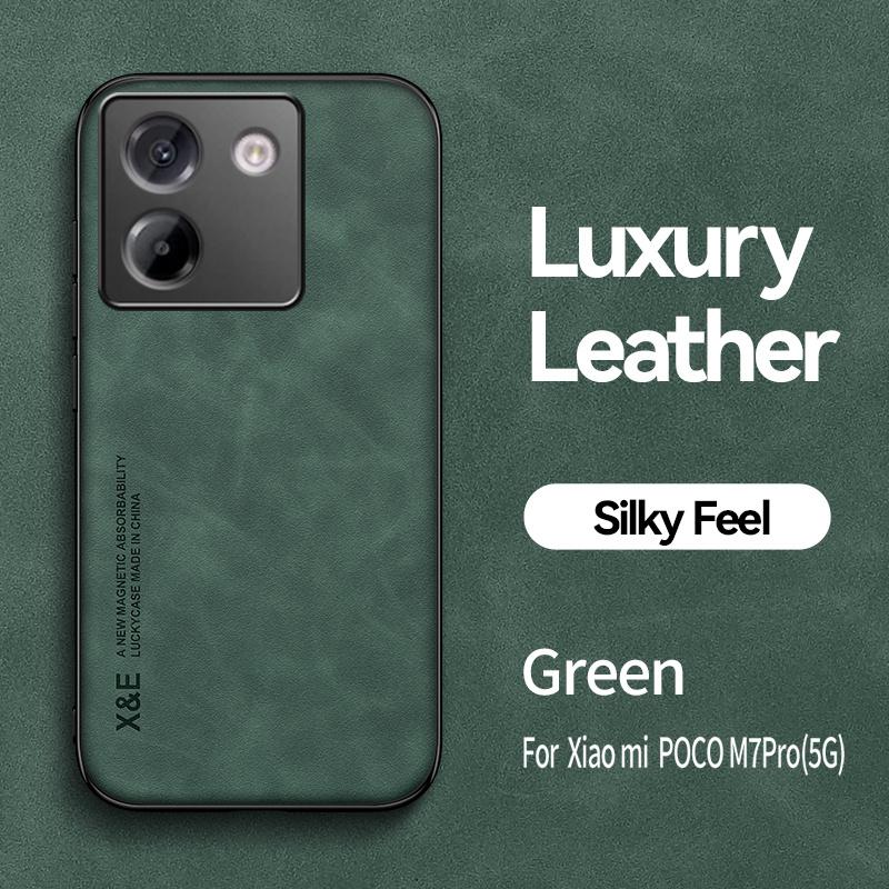 Funda For Xiaomi Poco M7 Pro 5G Case Soft Frame Leather Magnetic Back Cover Poko Little M7Pro M 7 Pro Silicone Shockproof Coque