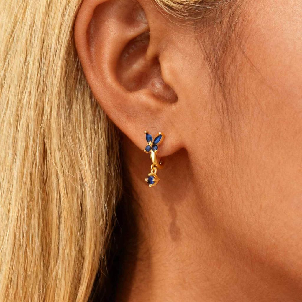 Colorful Zircon Pendant Butterfly Hoop Earring For Women, Fashion Elegant Women CZ Dangle Accessory