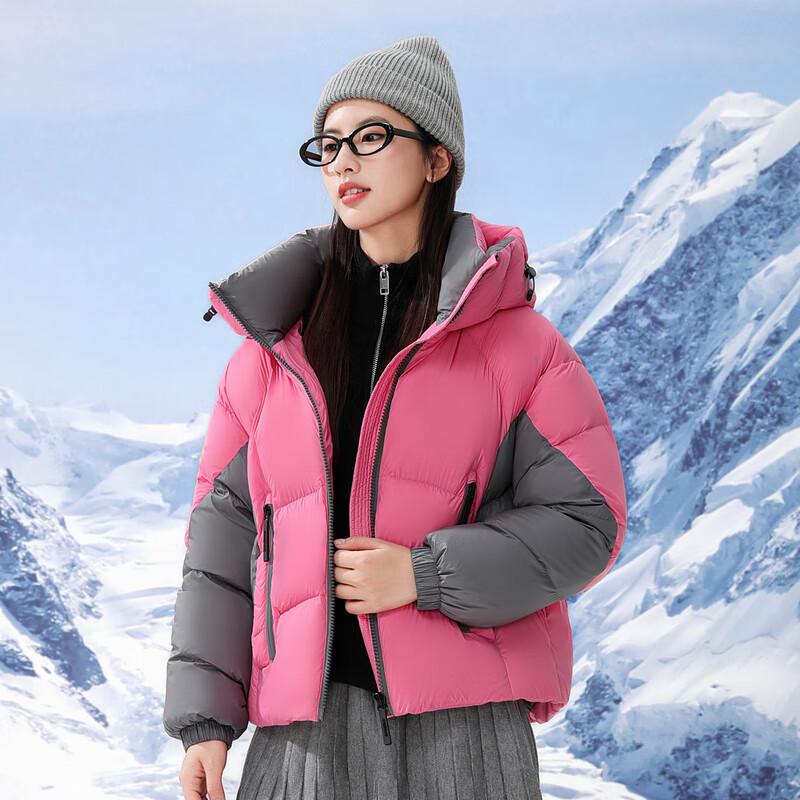 

SNOWFLYING Women s Short Hooded Puffer Down Jacket L