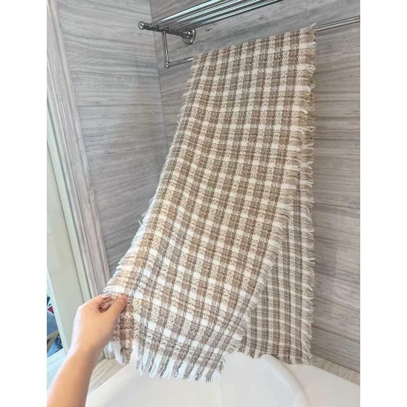 NINA SOLOR Ultra-Soft Cashmere Grid Scarf