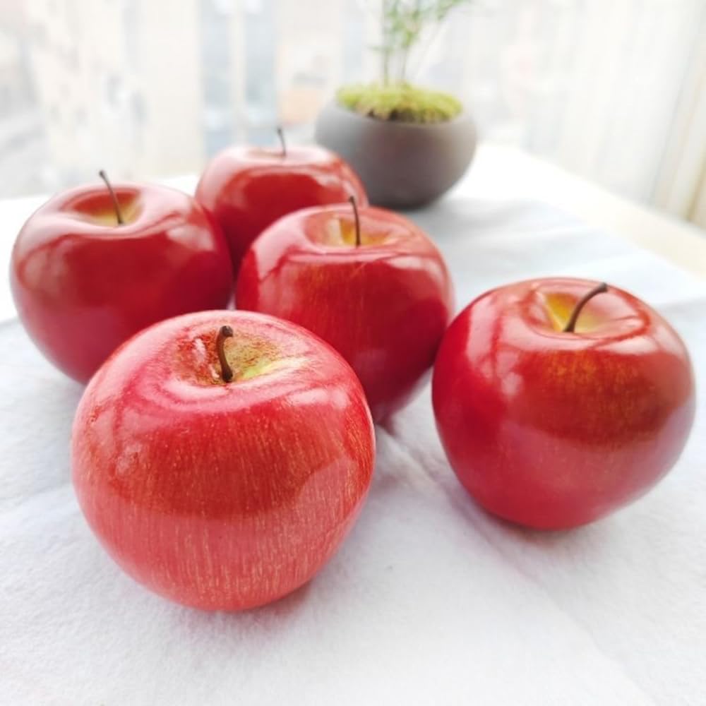 PrimeBlis Set of Food Realistic Artificial Photo Party Showcase Decorations Apples, 5, Samples, Replicas, Fruits, Accessories, Models, Display, Props,
