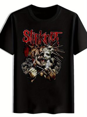 Slipknot Grafisk T-skjorte - Svart Retro Rockband Tee med Ikonisk Logo