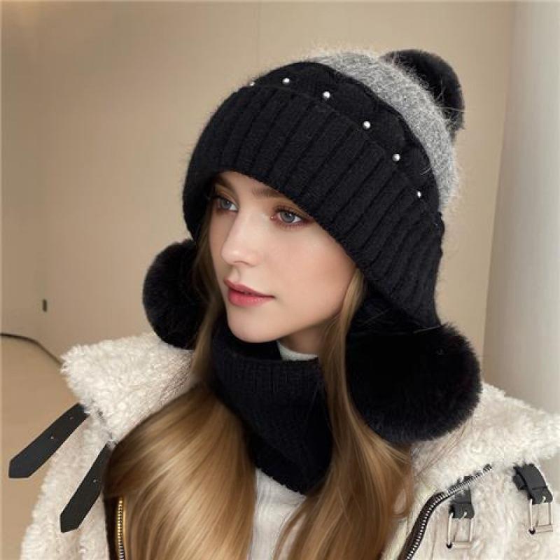New Winter Fashion Hat for Women, Plush and Thickened for Cold Protection, Sweet and Cute Warm Cold Hat with Ear Protection