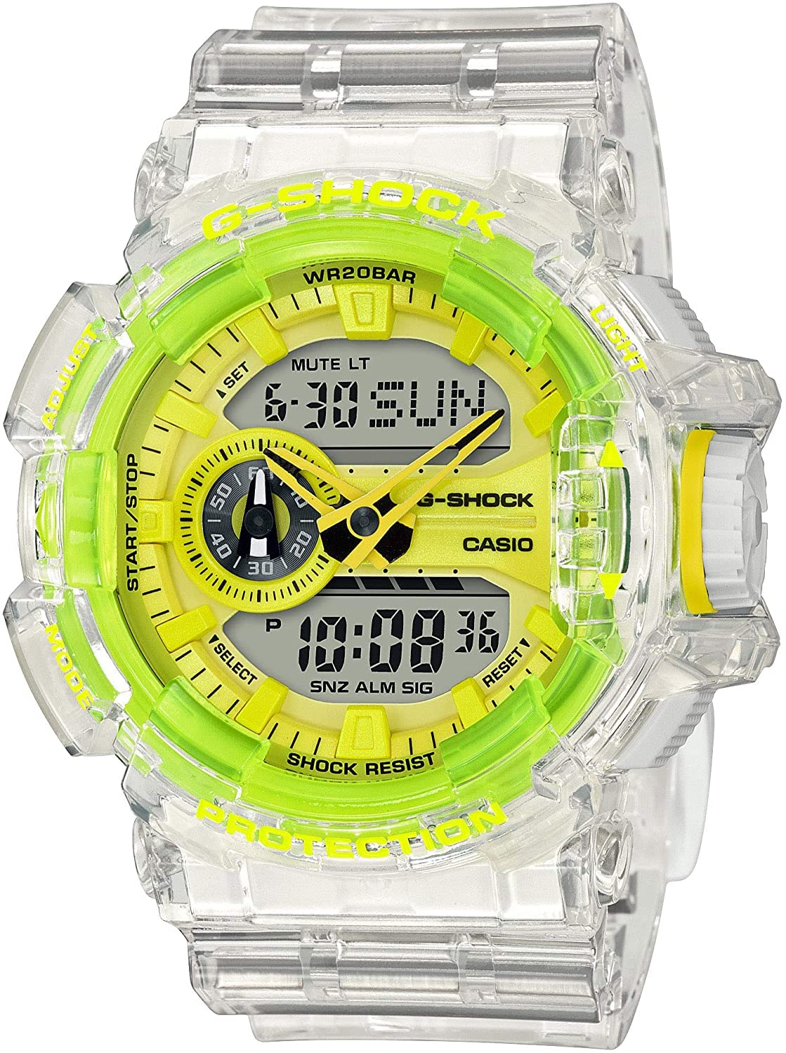 

CASIO G-SHOCK GA-400GB-1A9 Watch Brand Men s Kids Children Boys Analog-Digital Waterproof White Yellow Skeleton