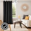 Velvet curtain with eyelets - black
