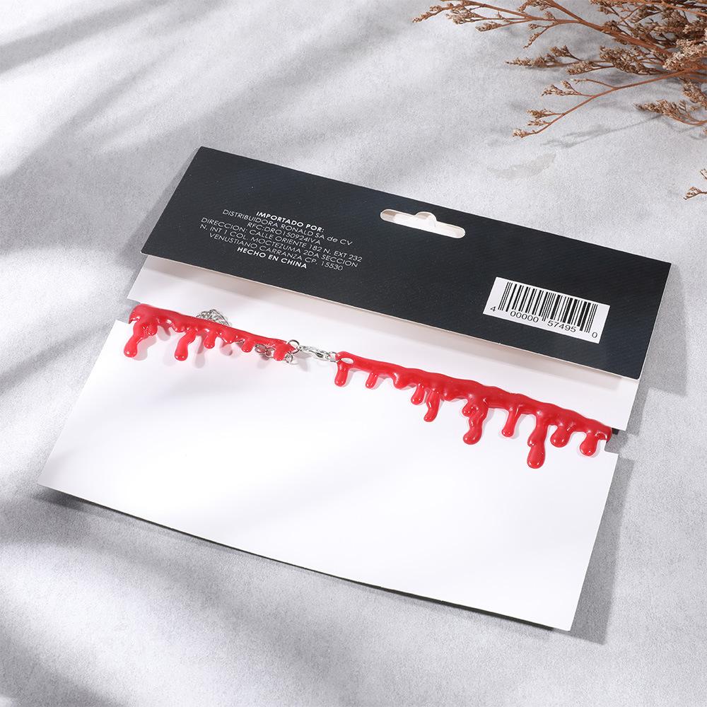 Heißes Halloween-Halsband übertriebene Persönlichkeit Harz verstellbar Blut Halskette Anhänger.