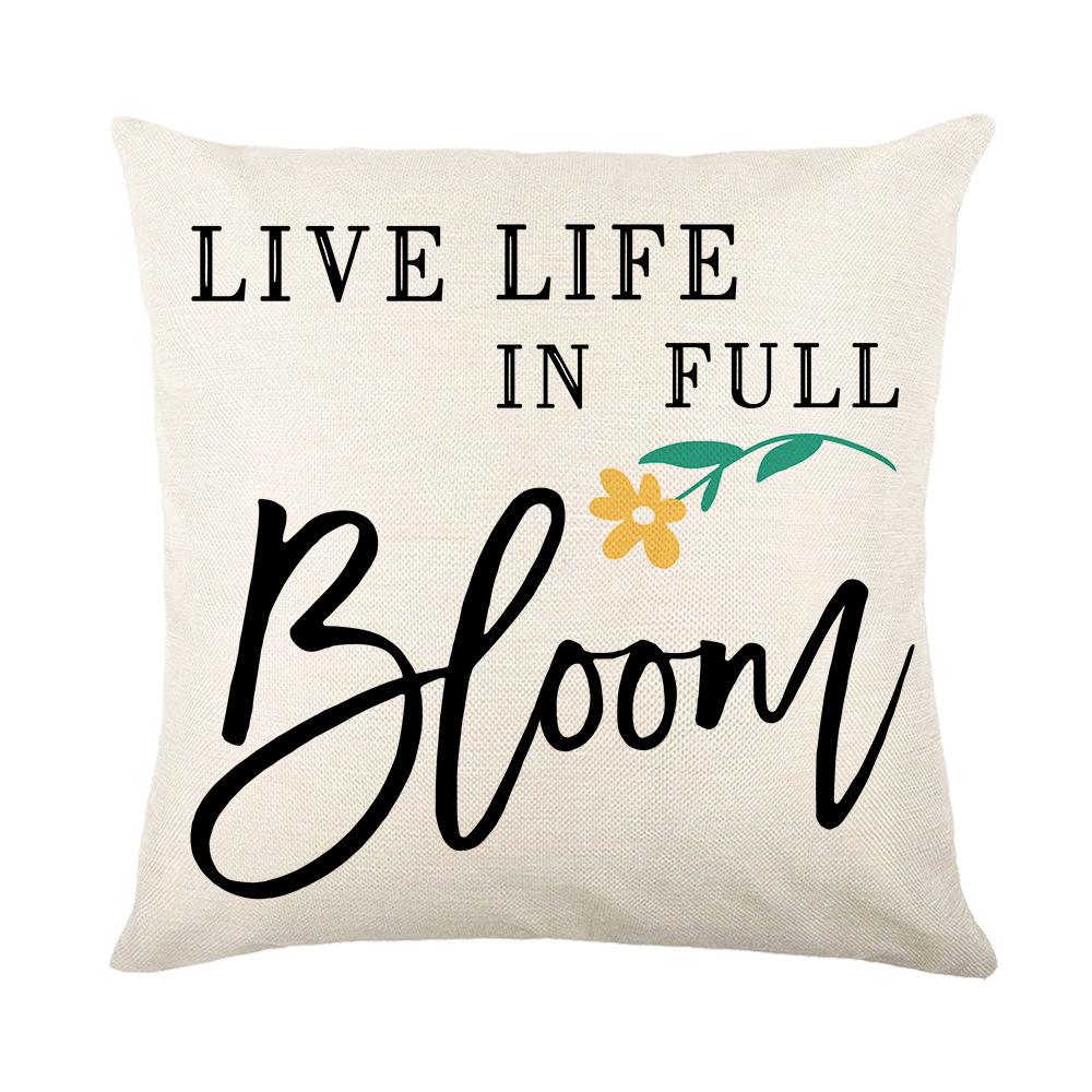 New Spring Printed Pillow Cover Polyester Letter Flower Bouquet Home Cushion Cover Bedroom Cushion Cover