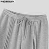 INCERUN Men Drawstring Elastic Waist Rumple Long Sweatpants Casual Loose Sport Trousers