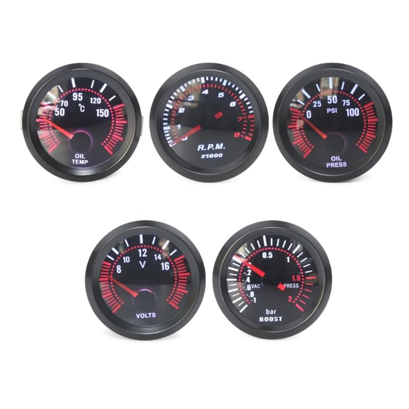 Vehicle Meter 12V Automobile Car Gauge 2" 52mm Water Temp Oil Temp Oil Press Fuel Volts Oil press Meter Gauge