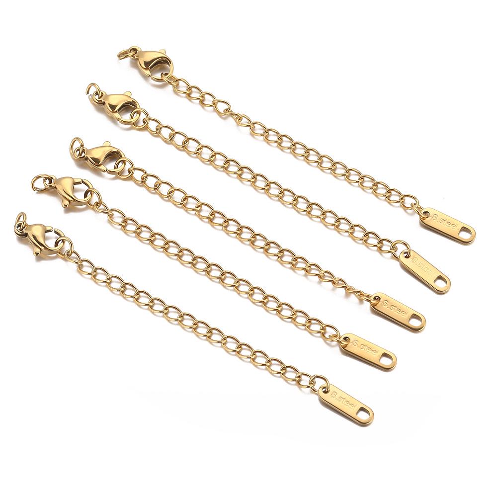 Stainless Steel & Titanium Necklace Extension with Lobster Clasp & Beaded Tail - DIY Accessory Set