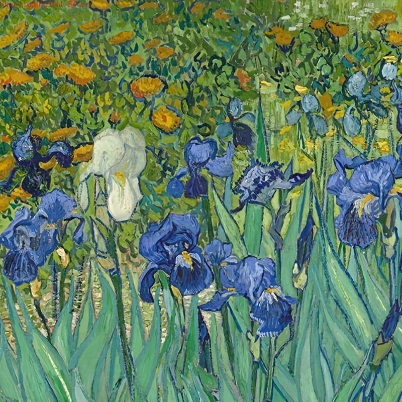 Van Gogh Irises Shower Curtain Polyester Printed Bathroom Decor Floral Art Theme Home Bath Classic Style