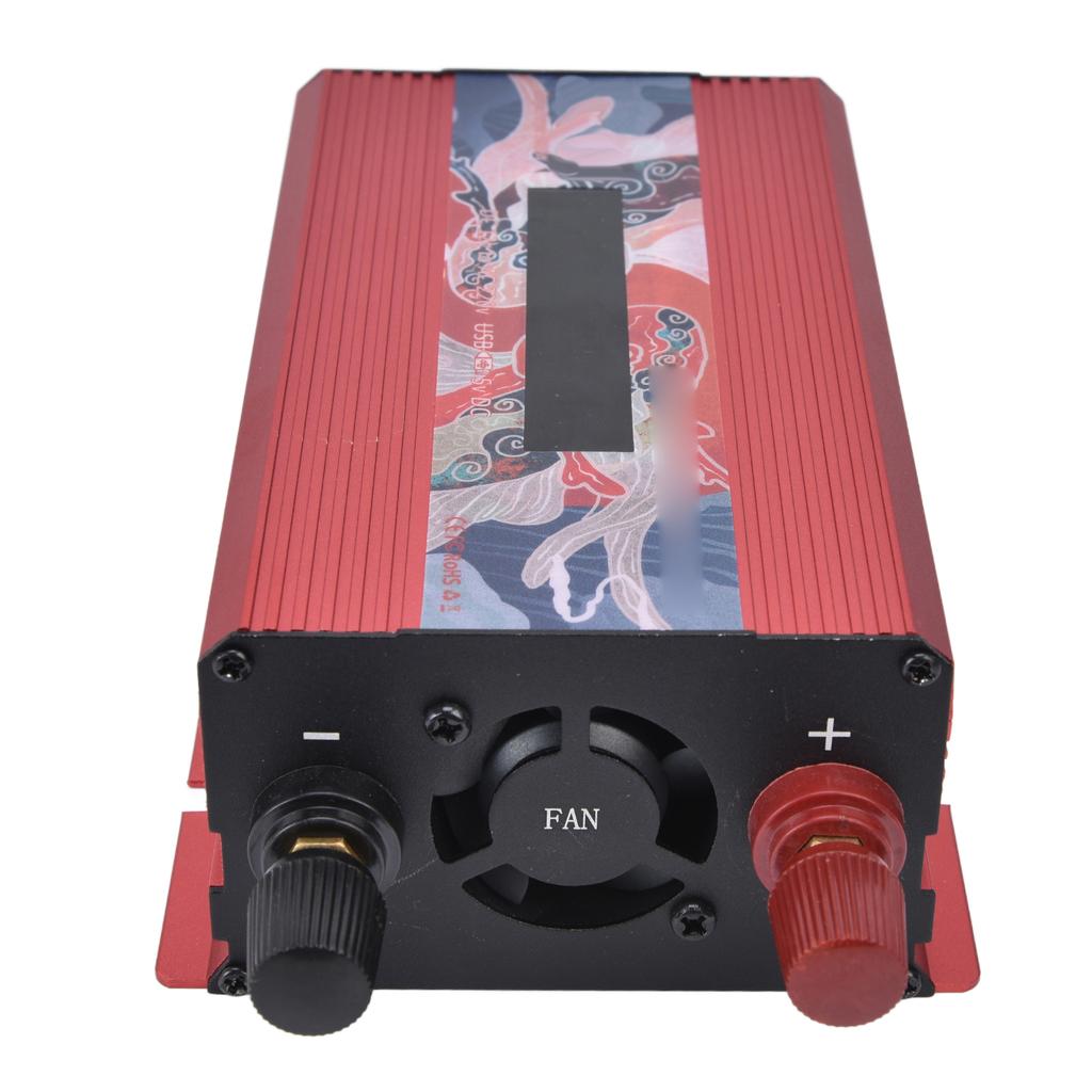 300W Smart Power Converter with Display Aluminium Alloy DC12V to AC220V Power Inverters Rouge