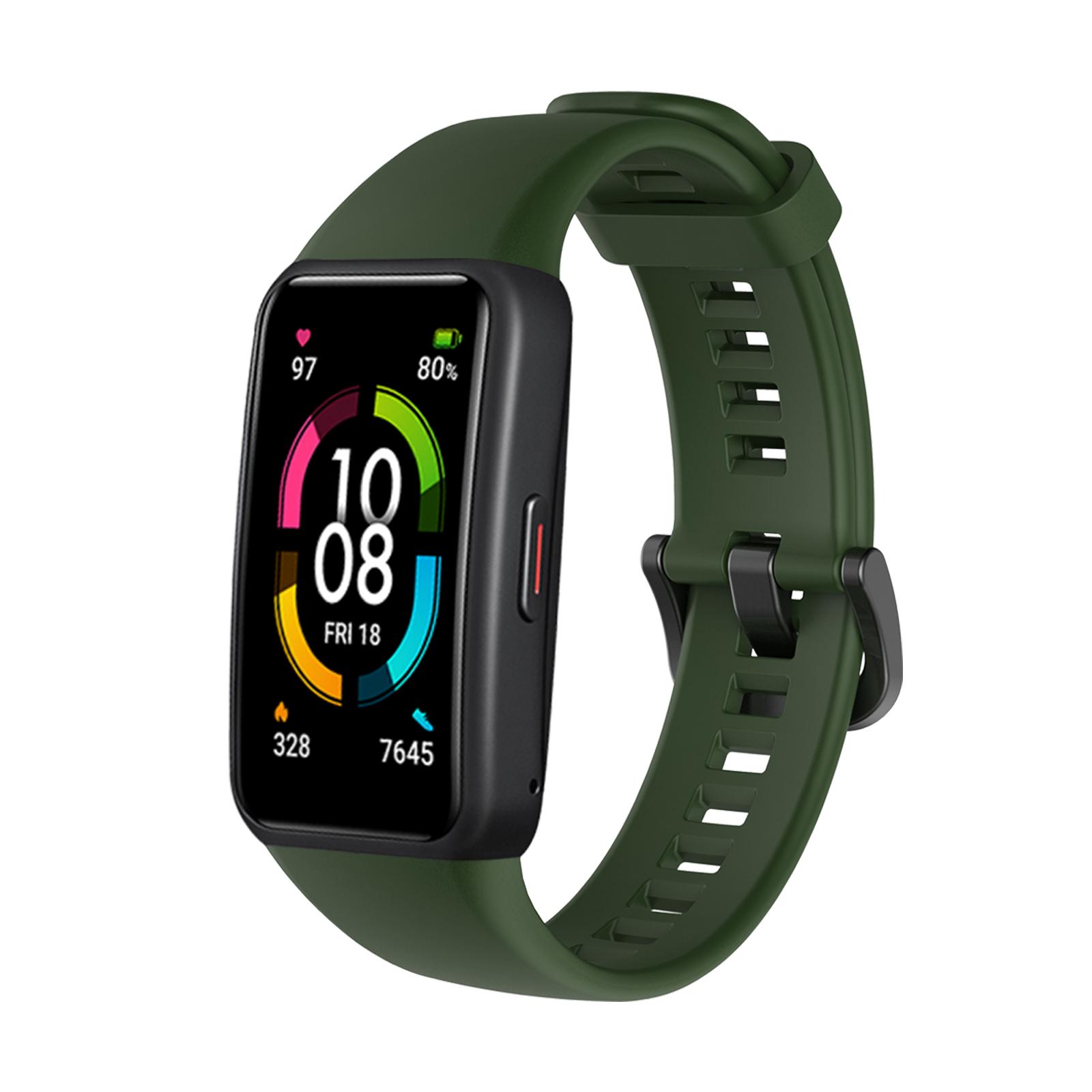 

Sport Silicone Watch band For Huawei Honor Band 6 Smart Watch Wristband Replacement Original Soft Strap For Huawei Band 6 Band For Honor band 6 темно-зелений колір