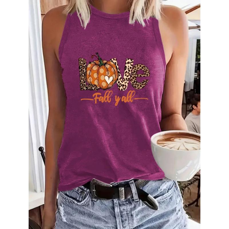 

Женский жилет с принтом на Хэллоуин, с круглым вырезом, весенне-летняя повседневная майка без рукавов XXL темно-красного