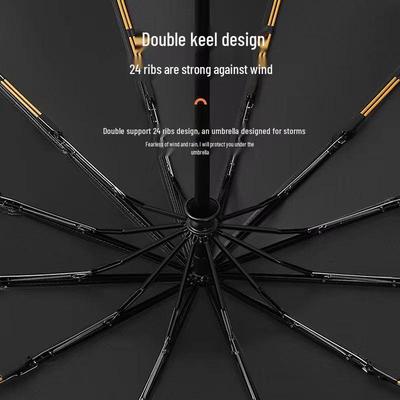 24-Rib Automatic Folding Umbrella: High-End, Large Sun Protection for All Weather