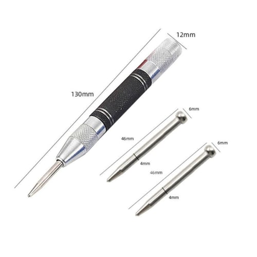 Latikaly Automatic Punch Set of 2 with Center Punch for Drilling, Stamping, and Marking Metal, Wood, and Plastic, Suitable for Windows, Walls, Floors,