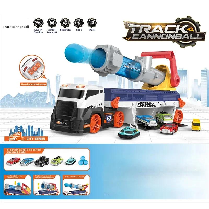 

Children Toys Scale Cars Model Explosion-Proof Transporter Truck Cannon Firing Car Launching Sliding Outdoor Indoor Game Kids