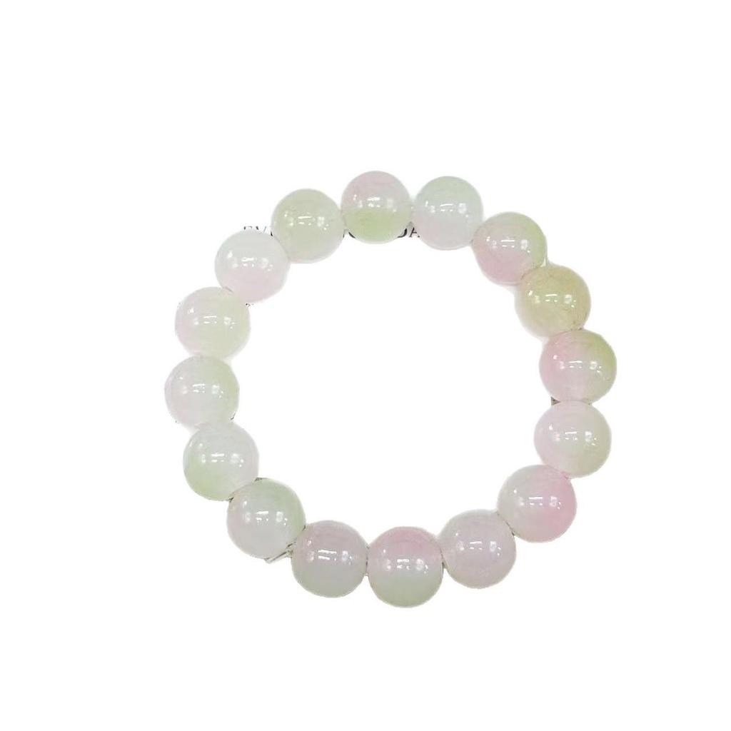 Gradient Glazed Glass Bead Bracelet - 12mm Ice Transparent Ring Wrap, Soft Disc Finish, Student Bracelet, Best Friend Gift