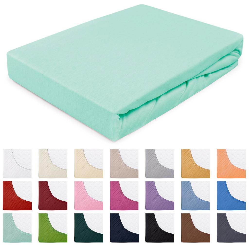 Fitted sheet 80x160 elastic JERSEY 100% COTTON sea green