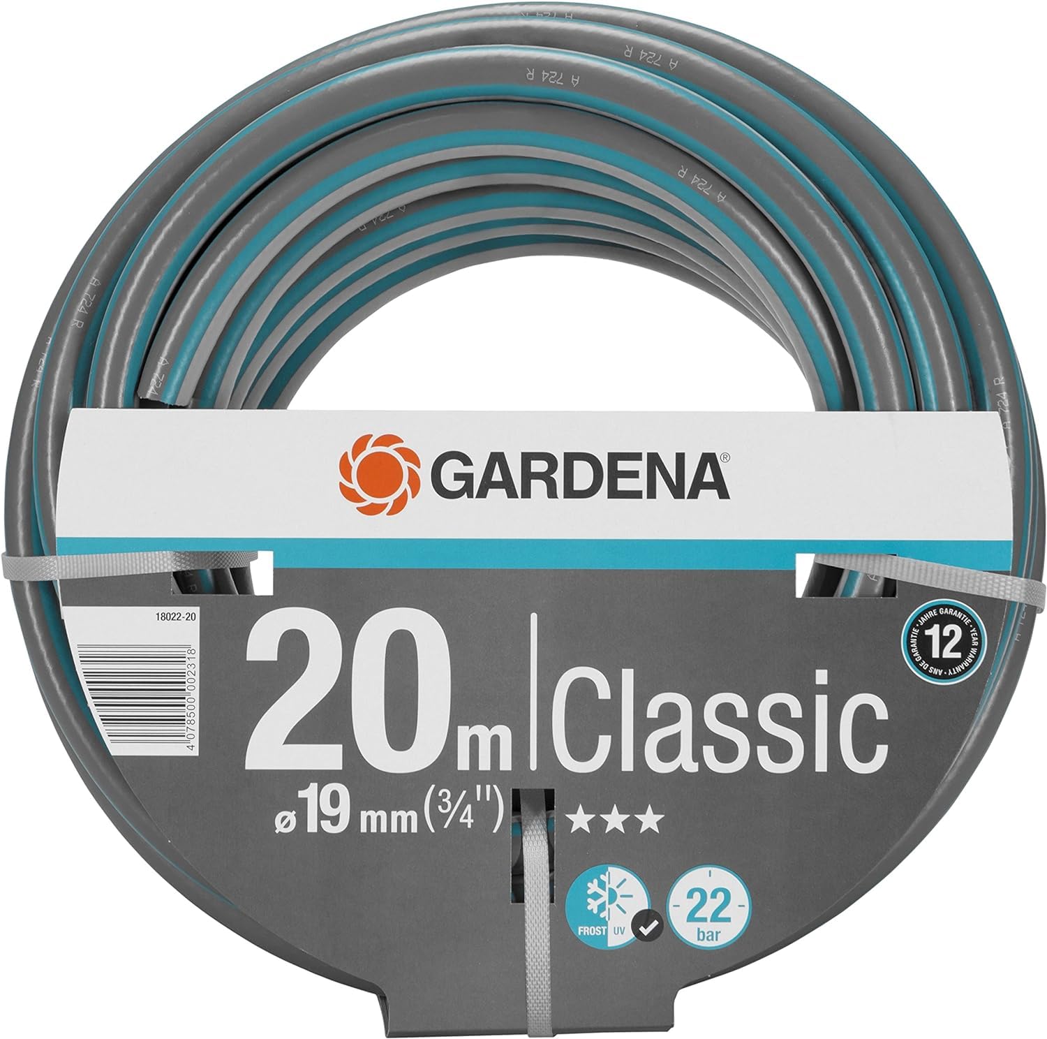 

GARDENA Classic Hose, 19mm (3/4 ), 20m Length, 18022-20, Product Warranty: Up to 12 Years