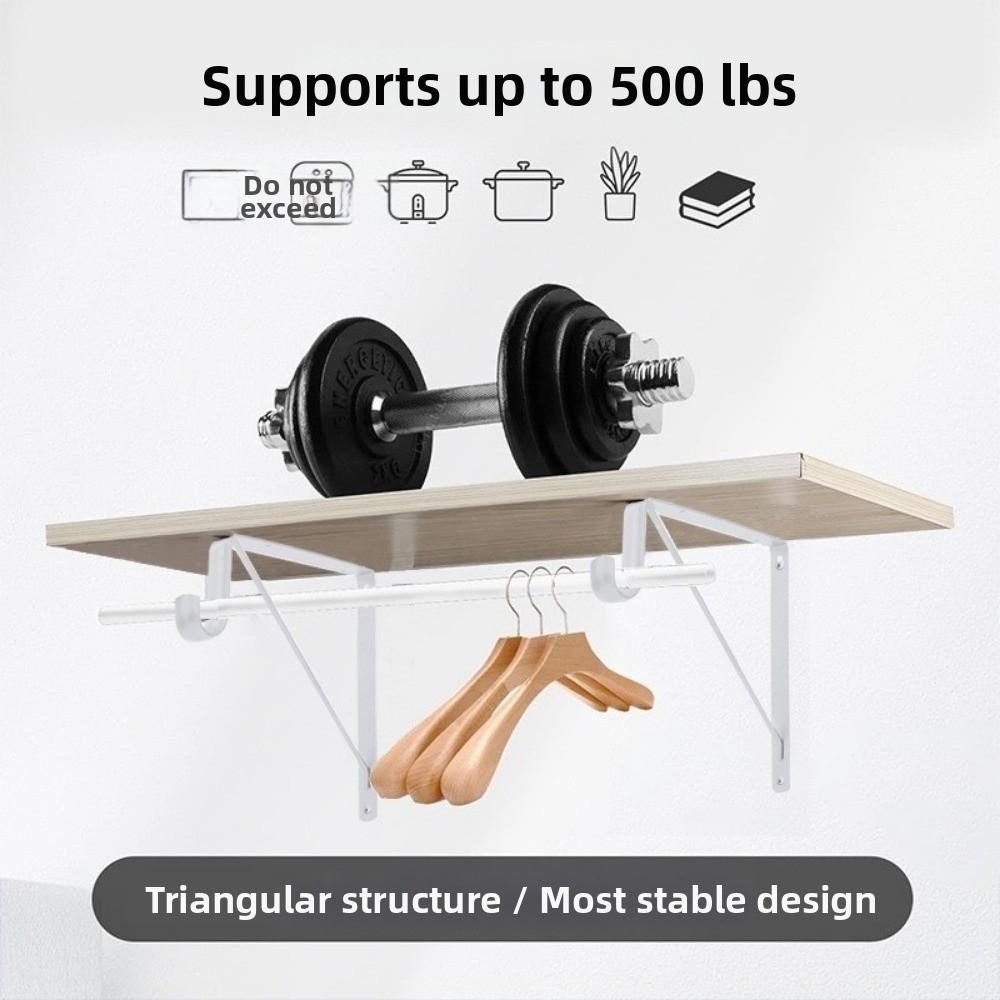 Iron Wardrobe Bracket Heavy-duty Closet Rod Support Hook  For Closet, Bathroom and Kitchen