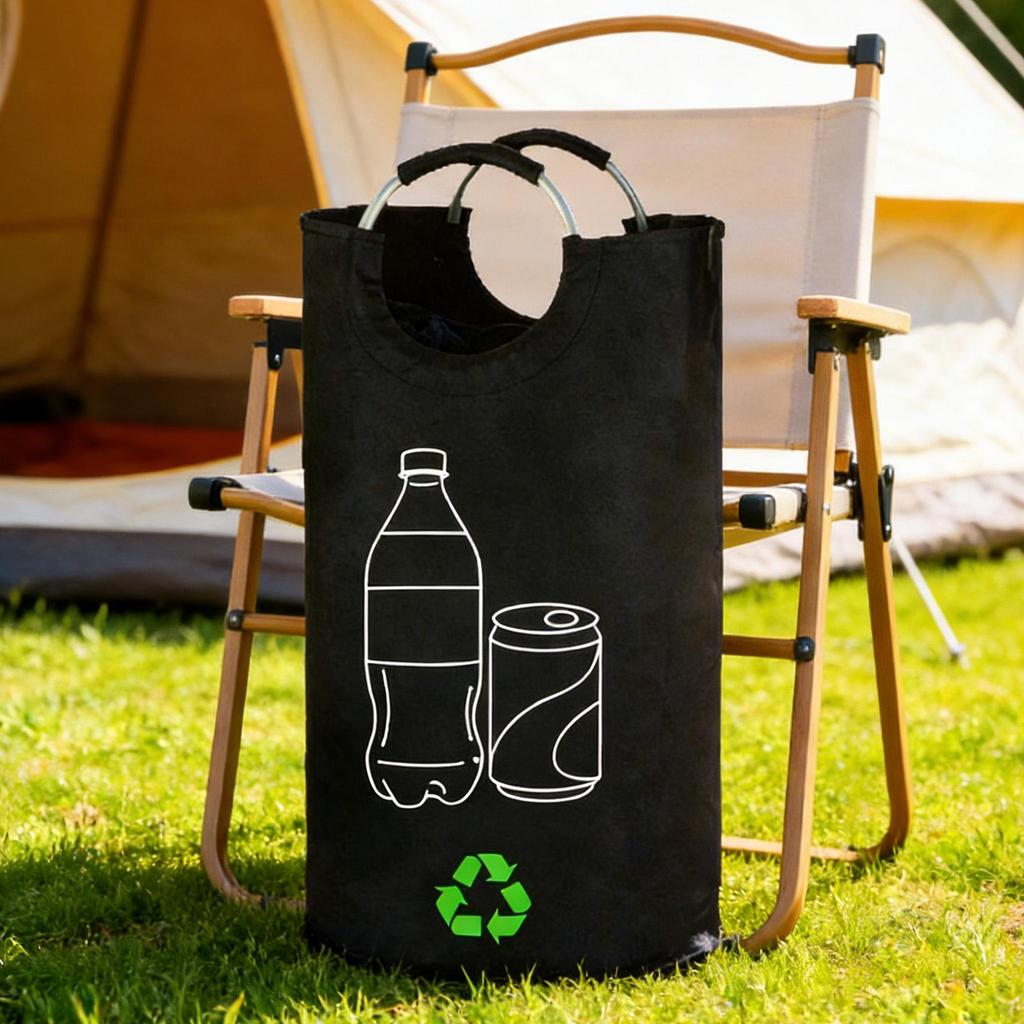 82L Oxford Cloth Aluminum Handle Recycling Bottle Storage Bag Dirty Clothes Basket Home Storage Folding Recycling Bag