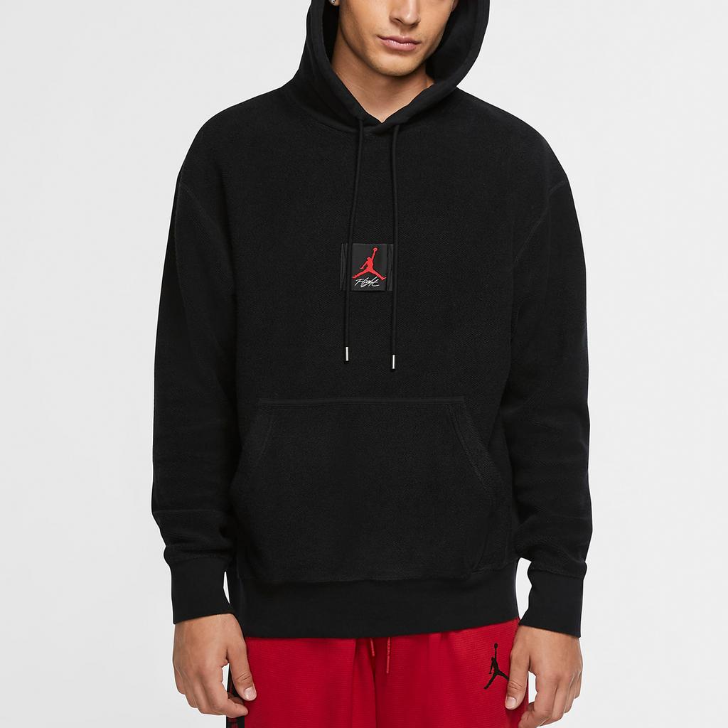 Jordan Flight Logo Print Woven Pullover Hoodie Men Tops Black CZ1206-010