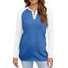 Women's T Shirt Color Block Button Long Sleeve Daily Weekend Fashion Basic V- Neck Regular Top