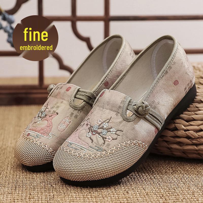 

Жіноче етнічне взуття з м якою підошвою та вишивкою: Зручні шкіряні балетки Ханфу для матерів та літніх людей 40