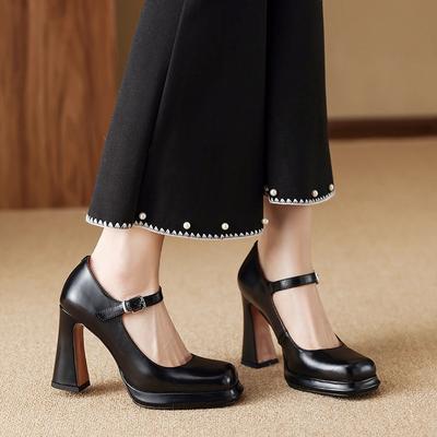 High Heel Mary Jane Shoes Women's Giant Skinny Square Head Thick Sole Shoes