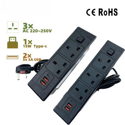 Eingebaute Desktop-Verstecksteckdosenleiste Home Office Verdeckte Steckdose USB Typ-C Verlängerung Stromleiste AC110-250V Steckdose