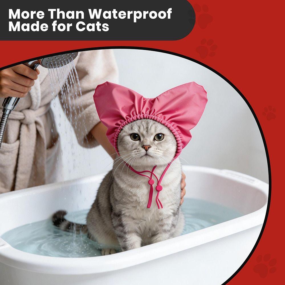Adjustable Pet Shower Caps Waterproof Cute Heart Shaped Kitten Bath Cap Reusable Ear Protection Ear Drops Guard Small Pets
