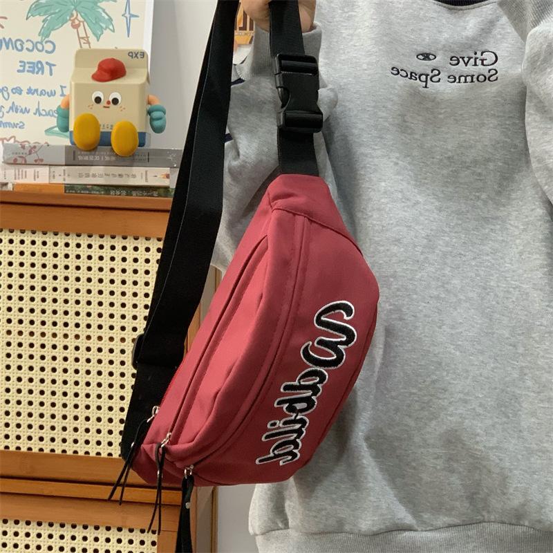 Men's and women's outdoor sports fanny pack large capacity portable letter shoulder messenger bag new street fashion breast bag