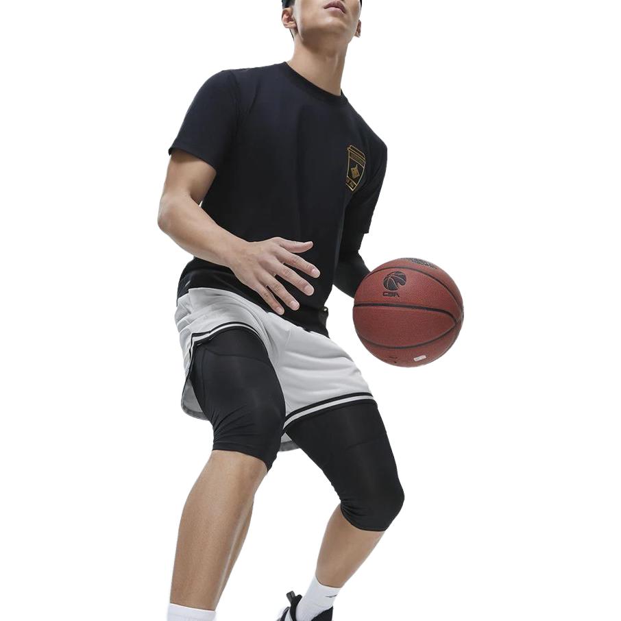 Li-Ning Geometric Print Loose Breathable Crew Neck Short Sleeve T-Shirt Men Tops Black ATST091-7