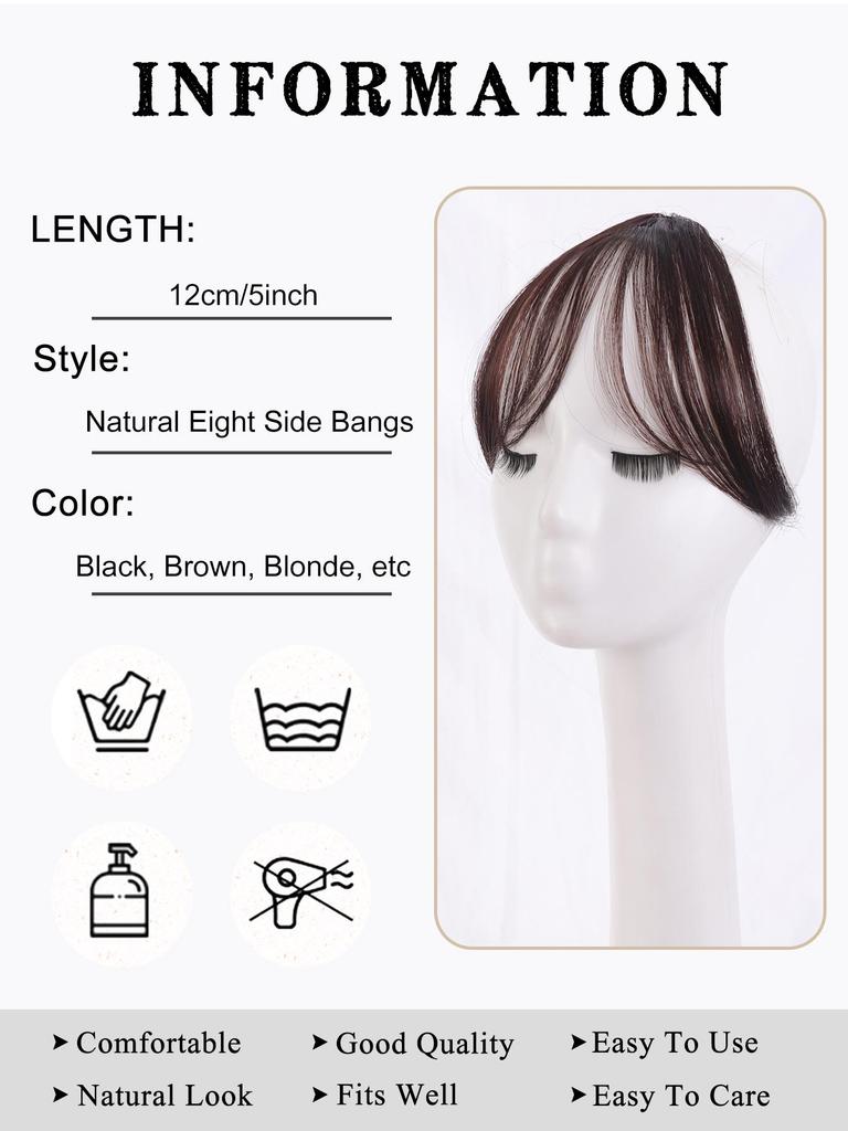Black Blonde Red Grey Women's Synthetic Middle-Part Bangs Wig Natural Eight Side Bangs 5 Inch Black Brown Daily Wear Natural Fluffy